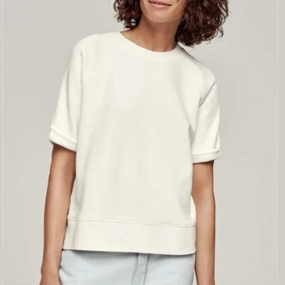 Entireworld Short Sleeve Sweatshirt in Color Faint Blue - Picture 6 of 6